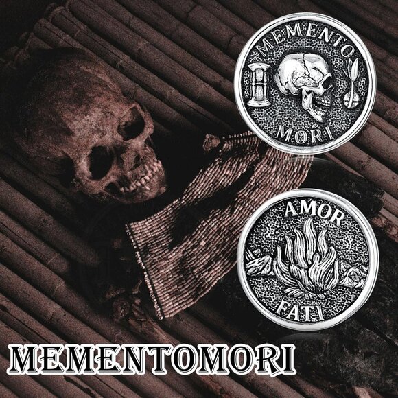 Memento Mori Stud Earrings S925 Sterling Silver Jewelry Gift for Men No Gemstone - Picture 7 of 7